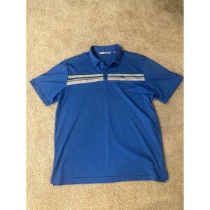 Travis Mathew Polo Shirt Men Size 2XL Blue Golf Club Rugby Pullover Striped